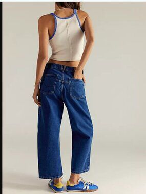 NWT We the Free People Deep Trance Dropped Boyfriend Jeans Dimension Size 33